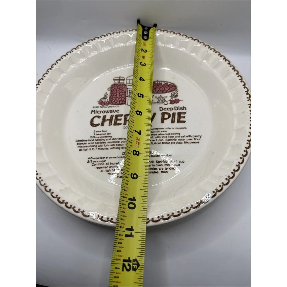 VINTAGE 1983 ROYAL CHINA CHERRY PIE COUNTRY HARVEST RECIPE CERAMIC DISH